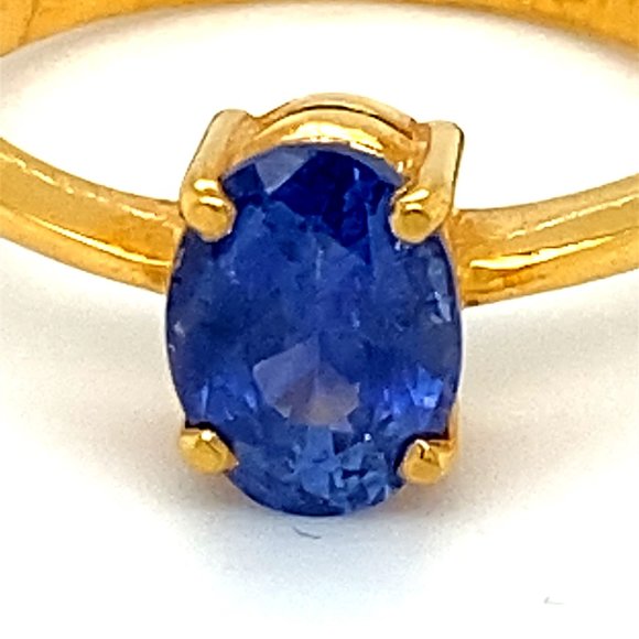 GIA Blue Sapphire 2.10ct Solid 22K Gold Ring - Picture 7 of 10
